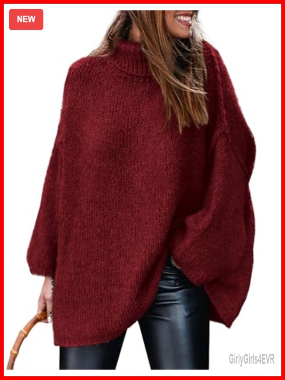 Women's Chunky Knit Turtleneck Pullover Sweater Oversized Long Sleeve Winter